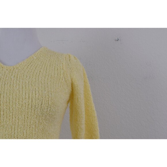 Vintage 80s‎ Acrylic Yellow Knit Blouse size S - Picture 9 of 10